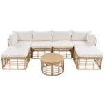 GO 7 Pieces Outdoor Patio Furniture, All-Weather Rattan Sectional Sofa Set With Thick Cushions And P - Image 5