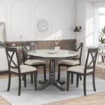 Orisfur. 5 Pieces Dining Table And Chairs Set For 4 Persons, Kitchen Room Solid Wood Table With 4 Chairs - Image 8