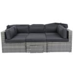 7-Piece Patio Set W Retractable Canopy   Wicker Rattan Sectional Sofa