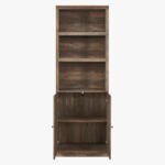 1 Door Bookshelf With USB Port And 3 Open Bookshelf Bookshelves Side Cabinet Storage Shelves, Rustic Brown - Image 4