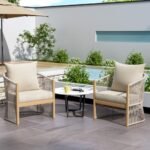 Set Of 2 Modern Gray Curved Aluminum Lounge Chair With Stylish Rope-Weave Design And Cushioned Comfort, Perfect For Outdoor Living - Image 7