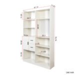 Bookshelf And Bookcase With Pegboard And Drawer, 9 Cubby Display Book Shelves, Modern Wide Wood Shelving Unit For Living Room, White - Image 3