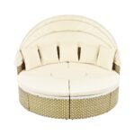 TOPMAX Patio Furniture Round Outdoor Sectional Sofa Set Rattan Daybed Two-Tone Weave Sunbed With Ret - Image 9