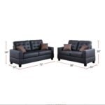 Living Room Furniture 2pc Sofa Set Black Faux Leather Tufted Sofa Loveseat W Pillows Cushion Couch - Image 8