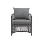 Set Of 2 Modern Gray Curved Aluminum Lounge Chair With Stylish Rope-Weave Design And Cushioned Comfort, Perfect For Outdoor Living - Image 2