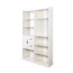 Bookshelf And Bookcase With Pegboard And Drawer, 9 Cubby Display Book Shelves, Modern Wide Wood Shelving Unit For Living Room, White - Image 10