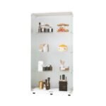 Wo-door Glass Display Cabinet 4 Shelves With Door, Floor Standing Curio Bookshelf For Living Room Bedroom Office, 64.7x31.7x14.3, White - Image 8