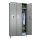 Metal Storage Locker For Employees, 72 Employee Locker With 3 Doors&9Hooks For School Gyms Homes Garages Offices Study With Assembly Required, Light Gray - Image 5