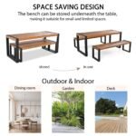 GO 3-pieces Outdoor Dining Table With 2 Benches, Patio Dining Set With Unique Top Texture, Acacia Wo - Image 7