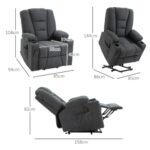 HOMCOM Electric Riser Recliner Armchair Oversized Chair With Cup Holder  Side Pockets For Elderly In Living Room, Charcoal Grey - Image 8