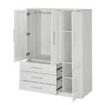 4 Door Wardrobe Armoire Closet With 3 Drawers - Image 5