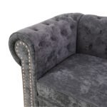 Black Flannelette 2-Piece Couch Living Room Sofa Set - Image 5