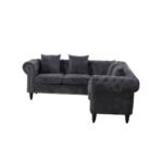 Black Flannelette 2-Piece Couch Living Room Sofa Set - Image 8