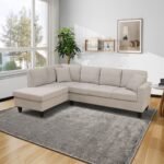 Off-White Short Fur Fluffy Fabric 2-Piece Left Side L-Shaped Living Room Sofa Set--Only Supports Self Pickup - Image 6