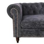 Black Flannelette 2-Piece Couch Living Room Sofa Set - Image 7