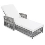 Outdoor Long Lounge Chair, Wicker Lounge Chair With Armrests, Adjustable Terrace Lounge Chair With Detachable Soft Cushions, All-weather Rattan Pool Lounge Chair, Beige Prohibited Platform Temu - Image 9