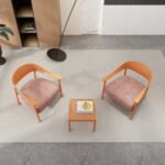 Modern 2 Piece Accent Chair Set With Coffee Table  Apricot Brown PP  Steel Frame Sofa Set, Soft Cushioned Seating For Living Room, Lounge, Balcony - Image 4