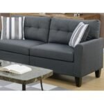 Living Room Furniture 2pc Sofa Set Sofa And Loveseat Charcoal Glossy Polyfiber Plywood Solid Pine - Image 2