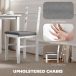 5-Piece Small Kitchen Table Set For 4, Farmhouse Dining Table Set With Upholstered Chairs And Rubber Wood Legs, White - Image 3