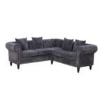 Black Flannelette 2-Piece Couch Living Room Sofa Set - Image 3