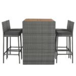 5-Piece Outdoor Patio Wicker Bar Set With Bar Height Chairs & Non-Slip Feet - Image 3