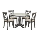 Orisfur. 5 Pieces Dining Table And Chairs Set For 4 Persons, Kitchen Room Solid Wood Table With 4 Chairs - Image 5
