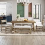 TREXM 6-piece Retro Farmhouse Style Dining Set, Rectangular Table And 4 Upholstered Chairs With Ratt