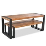 GO 3-pieces Outdoor Dining Table With 2 Benches, Patio Dining Set With Unique Top Texture, Acacia Wo - Image 3