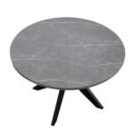Amy - Round Faux-Marble Dining Table - Gray - Image 7