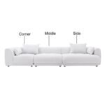 144  Sectional Couch Sofa With Ottoman,Soft Sofa Set With Ottoman For Home- Beige, Part Of Corner - Image 3