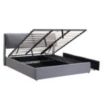 Upholstered Bed,Super King Size Bed-6ft  180X200cm, Hydraulic Bed, Three Drawers, Bed Box For Storage, Slatted Frame With Headboard, Without Mattress, Velvet, Grey - Image 5