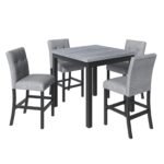 TOPMAX 5-Piece Counter Height Dining Set, Wood Table  Chairs Stools W Footrest - Image 9