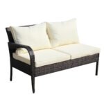 4 Piece Patio Sectional Wicker Rattan Outdoor Furniture Sofa Set With Storage Box Brown - Image 10