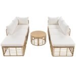 GO 7 Pieces Outdoor Patio Furniture, All-Weather Rattan Sectional Sofa Set With Thick Cushions And P - Image 9