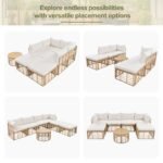 GO 7 Pieces Outdoor Patio Furniture, All-Weather Rattan Sectional Sofa Set With Thick Cushions And P - Image 8
