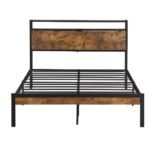 King Size Metal Platform Bed Frame With Wooden Headboard And Footboard With USB LINER - Image 4