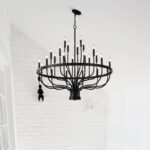 24-Light Black Chandelier Industrial Iron Candle Chandelier Modern Suspended Farmhouse Chandeliers Pendant Light Fixtures For Dining Room Bedroom Living Room Kitchen Island Foyer E12 Bulb - Image 2