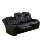 Black Breathing Leather 3-Piece Living Room Recliner Sofa Set--Self-delivery Only - Image 10