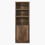 1 Door Bookshelf With USB Port And 3 Open Bookshelf Bookshelves Side Cabinet Storage Shelves, Rustic Brown - Image 3