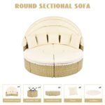 TOPMAX Patio Furniture Round Outdoor Sectional Sofa Set Rattan Daybed Two-Tone Weave Sunbed With Ret - Image 6