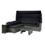 7-Piece Patio Set W Retractable Canopy   Wicker Rattan Sectional Sofa - Image 10