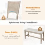 TOPMAX 6-Piece Wood Half Round Dining Table Set With Long Bench & 4 Chairs - Image 5