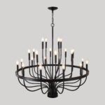 24-Light Black Chandelier Industrial Iron Candle Chandelier Modern Suspended Farmhouse Chandeliers Pendant Light Fixtures For Dining Room Bedroom Living Room Kitchen Island Foyer E12 Bulb - Image 8