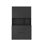 Freestanding Kitchen Pantry Cabinet Cupboard With 6 Doors,3 Shelves And 2 Drawer,Versatile Wardrobe & Kitchen Cabinet,Craft Storage Cabinet,Laundry Room Storage For Kitchen Black - Image 10