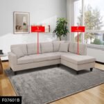 Off-White Short Fur Fluffy Fabric 2-Piece Left Side L-Shaped Living Room Sofa Set--Only Supports Self Pickup - Image 2