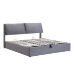 Upholstered Bed,Super King Size Bed-6ft  180X200cm, Hydraulic Bed, Three Drawers, Bed Box For Storage, Slatted Frame With Headboard, Without Mattress, Velvet, Grey - Image 9
