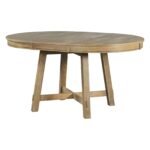 TREXM Farmhouse Extendable Round Dining Table With 16 Leaf Natural Wood - Image 4