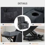 HOMCOM Electric Riser Recliner Armchair Oversized Chair With Cup Holder  Side Pockets For Elderly In Living Room, Charcoal Grey - Image 4