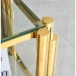 Modern Stainless Steel Coffee Table Set  Set Of 2, Double-Layer Clear Tempered Glass Table Top, Coffee Table  End Side Table 2-Pieces Sets For Living Room Home Office - Image 5