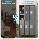 Metal Lockers For Employees,Locking Metal Storage Locker With 6 Doors &18 Hooks For School Office Gym Bedroom,Assembly Required,Black And Dark Grey - Image 5